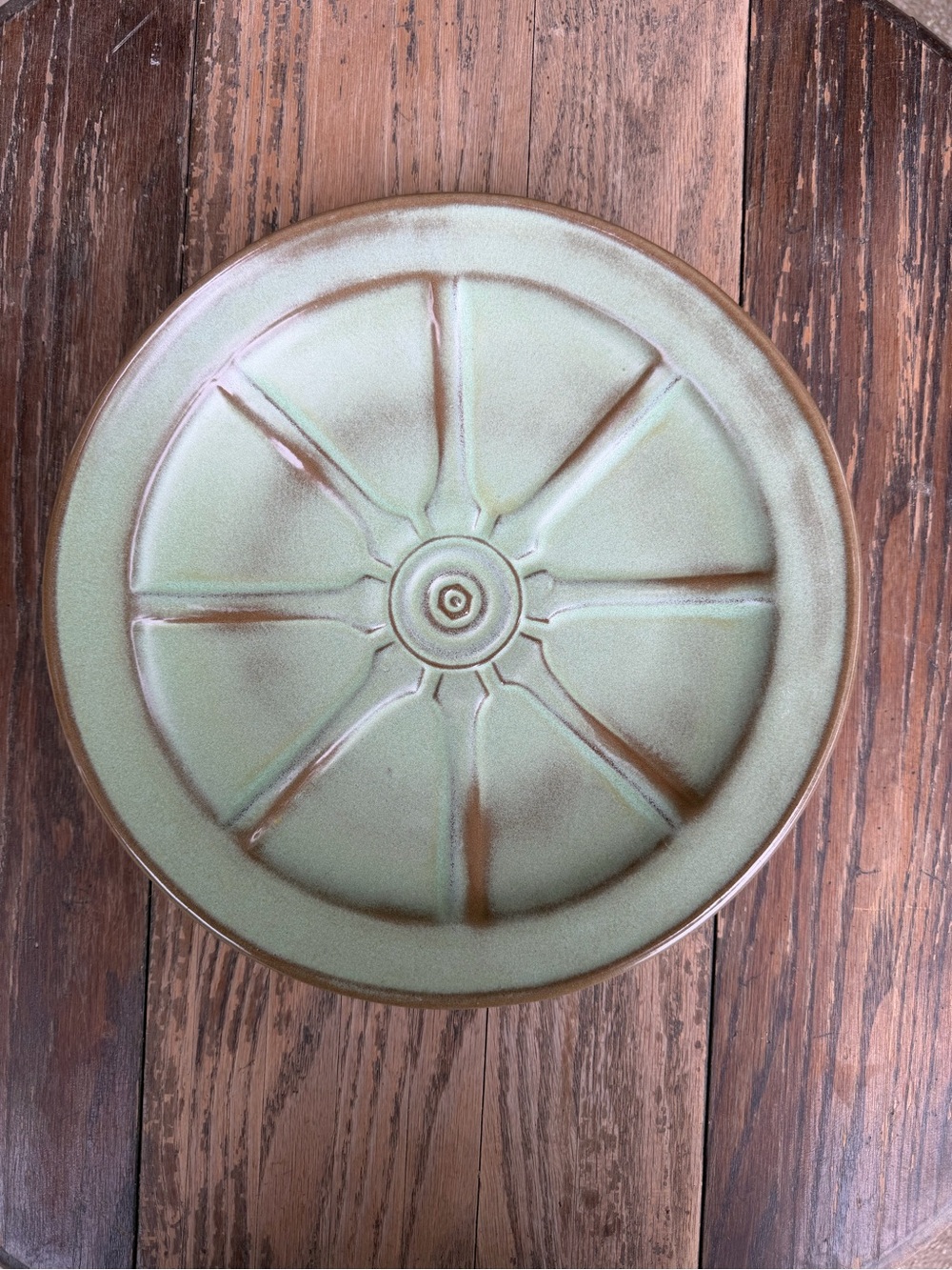 Frankoma 94FL Wagon Wheel Prairie Green Dinner Plate